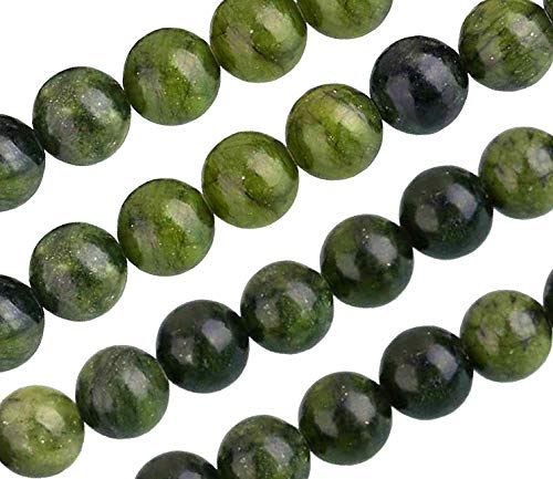 Perlin Taiwan Jade Gemstone Round Beads Taiwan Jade Polished Semi-Precious Gemstones Jewellery Beads Green Natural Stone for DIY Crafts Making Necklace Bracelet Earrings Accessories (6 mm - 18 Pcs) - size: 6mm, 18 Stück Poliert