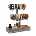 LadyRosian 2 Tier Wooden Display Jewelry Accessory Stand Jewelry Bracelet Holder Bangle Watch Necklace Storage Jewelry Holder Stand Display Organizer, (Antique White-2 layers) - color: Antique White 2-Tier
