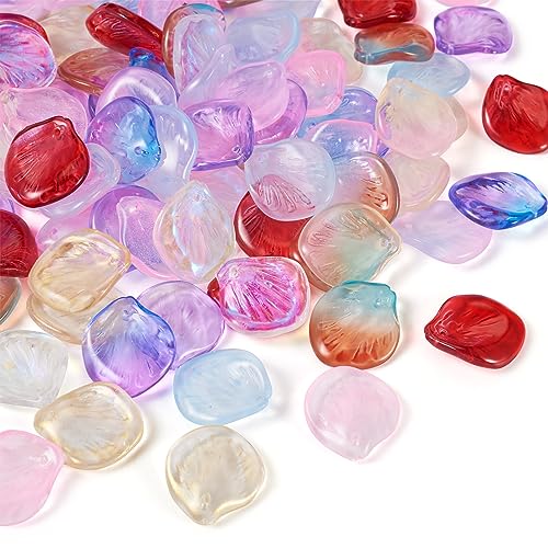 Glass Leaf Beads Crystal Glass Leaf Charms Transparent Leaves Pendants Tiny Green Leaf Bead Caps for Christmas Earring Bracelet Jewelry Making DIY Keychain Craft - color: 10 Colors-Petaline