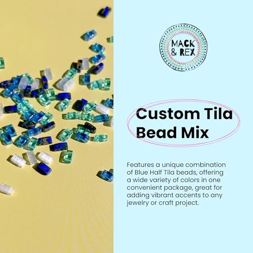 Mack and Rex Tila Bead Mixes (Ocean) – Half Tila Beads – Includes Transparent Sky Blue (HTL0148), Picasso Blue Cobalt (HTL4518), Silky Ice Blue, Cobalt Matte Rainbow and a Few Others. - color: Ocean, size: 10 Gram Bag