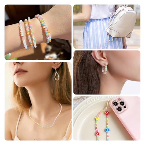4000pcs Glow Seed Beads - 10 Colors, 3mm Luminous Glow in Dark Glass Beads for Bracelets, Necklace, Anklet, Earrings - DIY Craft