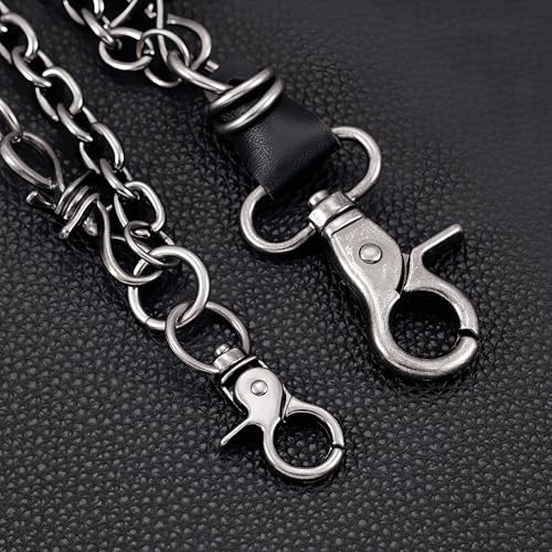 Layered Punk Pants Chain for Men Women, Gothic Hip Hop Jean Chain Wallet Chain Biker Trouser Chain, Goth Emo Fashion Keychain Accessories - color: 2L-Black Barbed