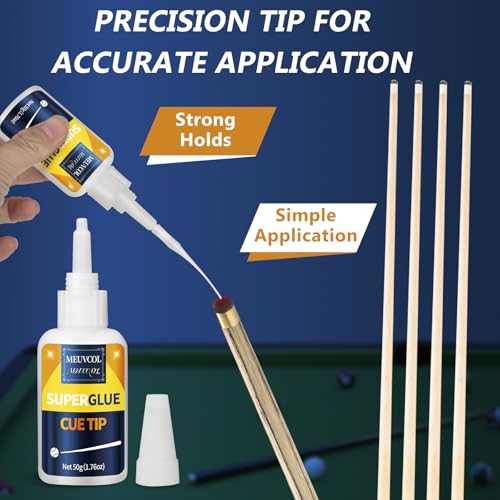Pool Cue Tip Glue 100g, Quick Dry Billiard Cue Tip Glue for Pool Stick, Heavy Duty Super Adhesive for Snooker Cue, Pool Cue Accessories - No Tip Clamp Needed - size: 100g, style: Pool Cue Tip Glue