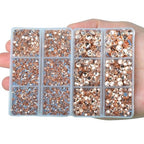 10000Pcs 2-Boxes Mixed Size Hot Fix Round Crystals Gems Glass Stones Hotfix Flat Back Rhinestones with Tweezers and Picking Pencil (Champagne) - color: Champagne, size: 2-Box (10000pcs)