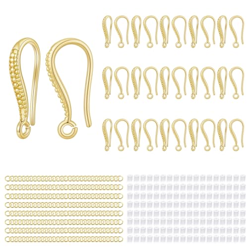 230PCS Earring Findings for Jewelry Making, 14K Gold Plated Earring Hooks ypoallergenic Fish Hooks for DIY Bulk Pack - color: 14K Gold-Thin Earring Hooks