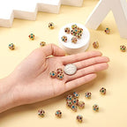 Craftdady 30Pcs 10mm Colorful Rhinestone Rondelle Spacer Beads Golden Disco Ball Loose Beads for Jewelry Making - color: Golden&Colorful-10x9mm