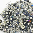20pcs/Set Random Mixed Color European Style Acrylic Large Hole Beads Bracelet Spacer Beads for Bracelet Necklace Beading Handmade Accessories(SN345-Black)