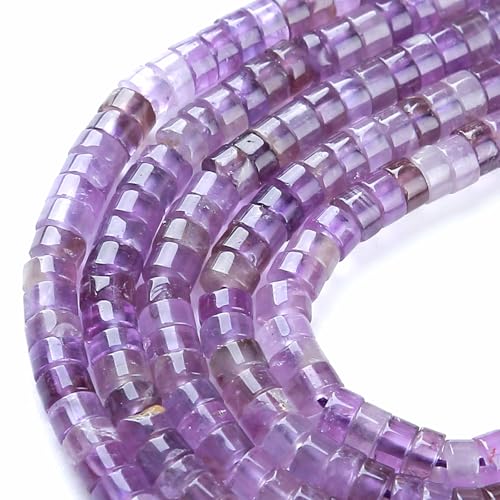 2x4MM 150PCS Amethyst Crystal Tube Cylinder Rondelle Abacus Disk Spacer Loose Beads for Jewelry Making - color: Amethyst, size: 2x4mm cylindrical