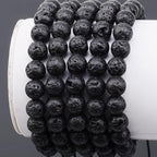 MASSIVE BEADS Natural Healing Power Gemstone Crystal Beads Unisex Adjustable Macrame Bracelets - color: Black Lave, size: 6mm