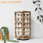 Ikee Design Wood Rotating Jewelry Display, Removable 42 Hooks Earring Display Stand, 5 Bars Earring Organizer Stand, Oak Color - color: 4 side, Oak, 42 hooks