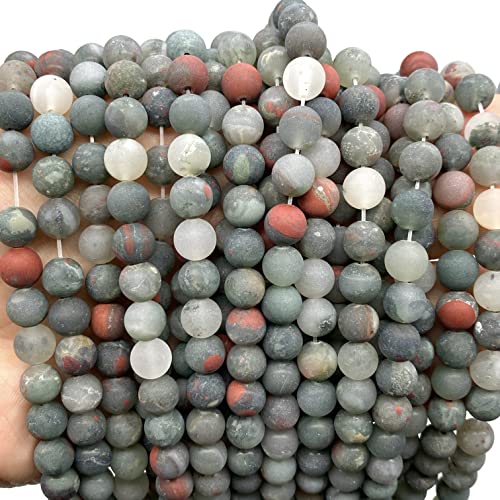 ABCGEMS Velvet-Matte-Finished African Setonite Blood Stone Beads (Enhance The Stone's Inherent Texture and Nature Hues with a Non-Glare Aesthetic) Smooth Round 8mm (Non-Shiny) - color: Setonite AKA Blood Stone (From Africa)