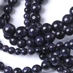 Natural Blue Stars Shine Stone Gemstone Round Crystal Energy Jade Beads Stone Beads for Jewelry Making DIY Bracelet Necklace Jewelry Making 1 Strand 15.5inch 4MM - color: Blue stars shine stone, size: 4MM