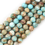 8mm Turquoise Blue Sea Sediment Imperial Jasper Round Gemstone Natural Stone Loose Beads for Jewelry Making Design Crafts 45 Pcs 15 Inch - color: Turquoise Blue, size: 8mm
