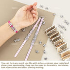 AUEAR, 130 Pack Silver A-Z 8mm Full Rhinestone Slide Crystal Alphabet Letter Charm Alloy for Bracelets Necklace Wristbands DIY Jewelry Making - color: Silver, size: 130 Pack