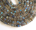 RARE GEMSTONE Natural Labradorite Flashy Fire Faceted Rondelle Beads, Stunning Blue Fire Rainbow Effect Gemstone for Jewelry Making, Size: 7-8mm On 10-Inch Strand
