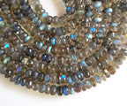 RARE GEMSTONE Natural Labradorite Flashy Fire Faceted Rondelle Beads, Stunning Blue Fire Rainbow Effect Gemstone for Jewelry Making, Size: 7-8mm On 10-Inch Strand