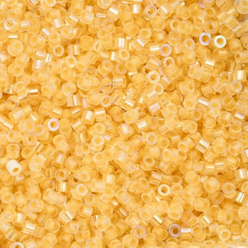 John Bead 25g Cylin Beads Gold Yellow Glow in Dark AB 11/0 Glass Cylindrical Seed Beads for Jewelry Bracelets Necklaces Earrings Making Embroidery - color: Gold Yellow Glow in Dark AB