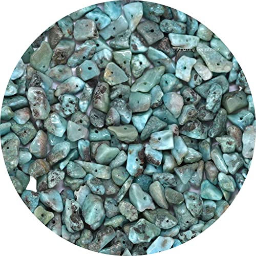 Larimar Pre Drilled Natural Crystals Crushed Chips Beads for Jewelry Making, DIY Handmade Healing Crystals (25 Inch Strand) - color: Larimar