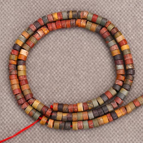 BONNY BOXX 150PCs Natural Picasso Red Turquoise Spacer Beads, Loose Semi Precious Flat Round Gemstone Heishi Disc Stone Beads for Beading Jewelry Making 4mm*2mm - color: Picasso Red Turquoise, size: 4MM*2MM