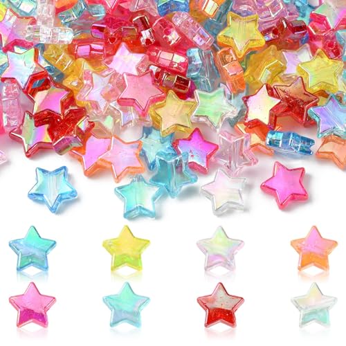 LiQunSweet 280 Pcs 8-Colors Transparent Acrylic Star AB Color Spacer Beads Charms Kit for DIY Jewelry Craft Making Necklace Bracelet Supplies - 10x4mm - color: 8-Colors_Star Trans AB_10mm_280Pcs