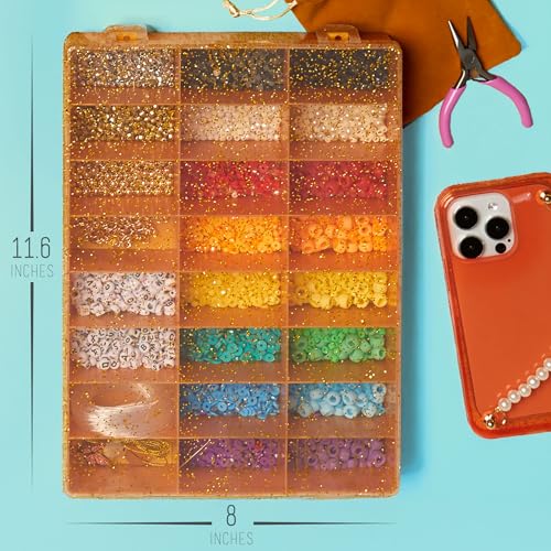 STMT D.I.Y. Rainbow Bead Case, Includes Over 500 Jewelry Making Supplies, Including Cute Beads for Jewelry Making, Bracelet Charms, Storage Case, Friendship Bracelet Kit, Teen Girl Gifts - style: Rainbow