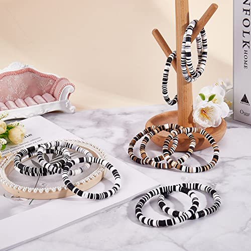 Ornaland Heishi Surfer Bracelets Set Polymer Clay Heishi Beads Stretch Bracelets Multi-Layer Stackable Friendship Bracelets Bohemia Summer Beach Jewelry for Women - color: Black