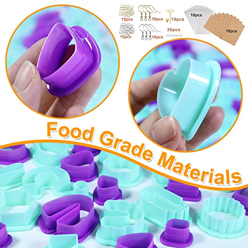 PTFJZ Polymer Clay Cutters for Earring Making - 160pcs Clay Tools Set with Earrings Accessories, 42+8pcs Different Shape Plastic Clay Cutters (Style B- Green+Purple) - color: Style B-Green+Purple