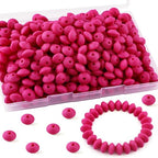 Sunrony 200Pcs Silicone Lentil Beads for Keychain Making, Bulk 12mm Silicone Abacus Spacer Beads for Necklace Bracelet Making Pens(Magenta) - color: H-Magenta