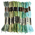 12 Skeins 105 Yards Green Embroidery Thread Variegated Cross Stitch Floss Bulk 6 Ply Polyester Yarn Colorful Friendship Bracelet String for Sewing Making Needlecraft Knitting Stitching DIY - color: Forest Green