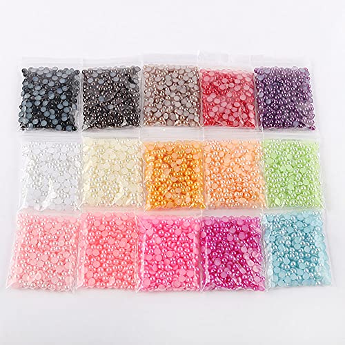4500pcs 5mm Half Round Pearl Beads Mixed 15 Colors Cabochon Flatback Gem DIY Scrapbooking Shoes Phone Nail Art Making Crafts Material - size: 5mm 4500pcs