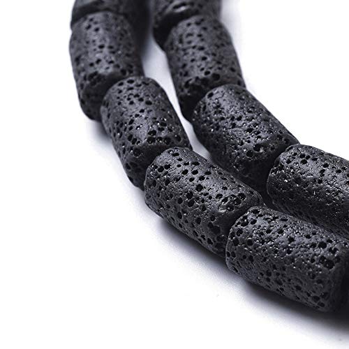 Craftdady 25Pcs Natural Black Lava Stone Beads Column Tube Volcanic Rock Gemstone Loose Beads Energy Healing Chakra Beads for Jewelry Craft Essential Oil Bracelet Necklace - color: Black, 14-15mm