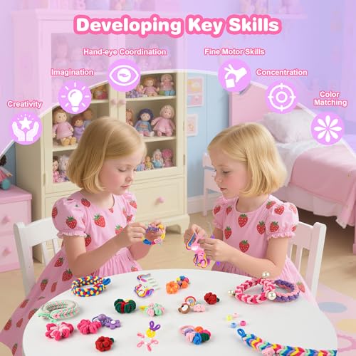 Rubber Band Bracelet Kit for Kids Girls Ages 6-12, 1300+ PCS DIY Craft Kits with 2 Weaving Comb & Organizer, Weaving Loom Kit Toys, Christmas Birthday Valentine Gifts for 7 8 9 10 11 12 Year Old