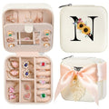 AYGXU Travel Jewelry Box for Women and Girls - Small Case With Initial A-Z - Teacher Gifts - color: white, size: N