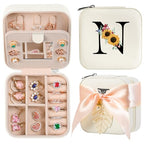 AYGXU Travel Jewelry Box for Women and Girls - Small Case With Initial A-Z - Teacher Gifts - color: white, size: N