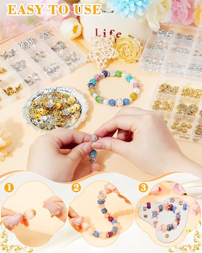 FIVEIZERO 240Pcs Silver Flower Bead Caps for Jewelry Making, 18 Styles Filigree Spacer Caps, Multi-Petal Design, 6mm–16mm for Earrings, Bracelets & Necklaces - color: Silver