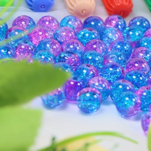 100Pcs 10mm Crackle Glass Beads for Jewelry Making - Round Spacer Crystal Beads Bulk, DIY Craft Supplies for Necklace Bracelet Earrings (Blue Plum) - color: Blue Plum