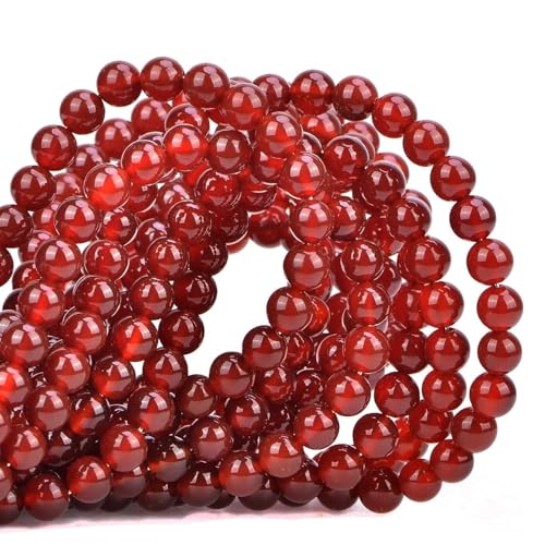 100pcs Natural Stone Beads 8mm Red Carnelian Round Genuine Real Stone Beading Loose Gemstone Hole Size 1mm DIY Charm Smooth Beads for Bracelets Necklaces Earrings Jewelry Making Crafts - color: Red Carnelian
