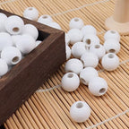 240Pcs White Wood Beads 16mm with Large Hole:6mm for Craft Wood Beads for Art Work (White) - color: White