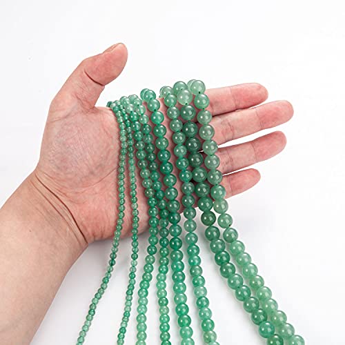 100Pcs Natural Stone Beads 6mm Green Aventurine Round Gemstone Loose Beads with Elastic Bracelet String for Bracelets Necklace Jewelry Making - color: Green Aventurine, size: 6mm