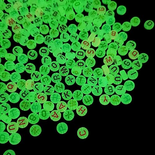 Amaney 600pcs 4x7mm Letter Beads Colorful Letter for Jewelry Making Glows in The Dark - color: Colorful Luminous