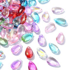 Ipotkitt 200 Pcs Random Color Transparent Glass Teardrop Charms Crystal Water Drop Bead Charms Top Drilled Beads for DIY Earring Necklace Bracelets - color: 200pcs-Drop Charms-Mixed Color