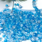 300pcs Crackle Glass Beads, 6mm and 8mm Blue Crystal Glass Beads Round Loose Spacer Bulk Beads for DIY Craft Earring Necklace Bracelet Jewelry - color: Blue