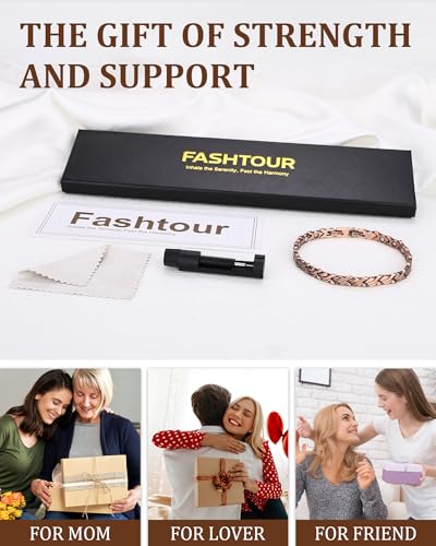 Copper Bracelets for Women, Ultra Strength Magnetic Therapy Bracelet for Pain Relief with Neodymium Magnets, Adjustable Jewelry Gift with Sizing Tool - color: Copper Fish-tail