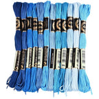 12 Skeins 6 Strands Blue Cross Stitch Thread Variegated Gradient Embroidery Floss Polyester Friendship Bracelet String Yarn Threads Bulk for Hand Sewing Bracelets Making Needlecraft Crochet - color: Dake Blue