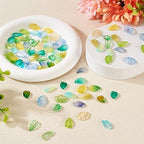 Beadthoven 150Pcs Leaf Beads 15 Styles Baking Paint Glass Pendants Transparent Green Leaf Beads Caps with Hole for Bracelet Earring Necklace Crafts Jewelry Making DIY Accessories - color: Leaf-15 Styles