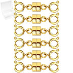 MKCYD Double Magnetic Necklace Clasps and Closures, Necklace Extenders for Women, 14K Gold and Silver Magnetic Jewelry Clasps for Bracelets - color: 6Pcs Gold
