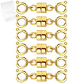 MKCYD Double Magnetic Necklace Clasps and Closures, Necklace Extenders for Women, 14K Gold and Silver Magnetic Jewelry Clasps for Bracelets - color: 6Pcs Gold