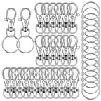 104PCS Swivel Snap Hooks with Key Rings, Metal Lobster Claw Clasp, Keychain Rings for Crafts(Silver, 1.37inch(36mm) - color: silver, size: 36mm