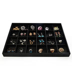 Oirlv Stackable Jewelry Organizer Tray Premium Leather 24 Grid Jewelry Drawer Organizer Dresser Tabletop Trinket Earring Ring Storage - style: P01703