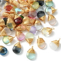 KitBeads 50pcs Glass Water Drop Charms Transparent Colorful Gold Plated Teardrop Charms for Jewelry Making